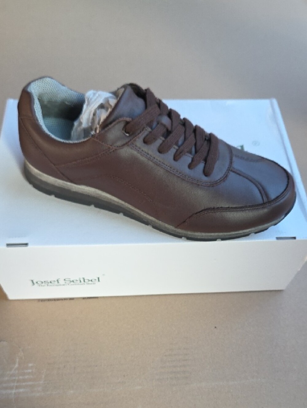 Josef Seibel Size 7 Men's Dark Brown Leather Lace-Up Sneaker NEW - Picture 2 of 9